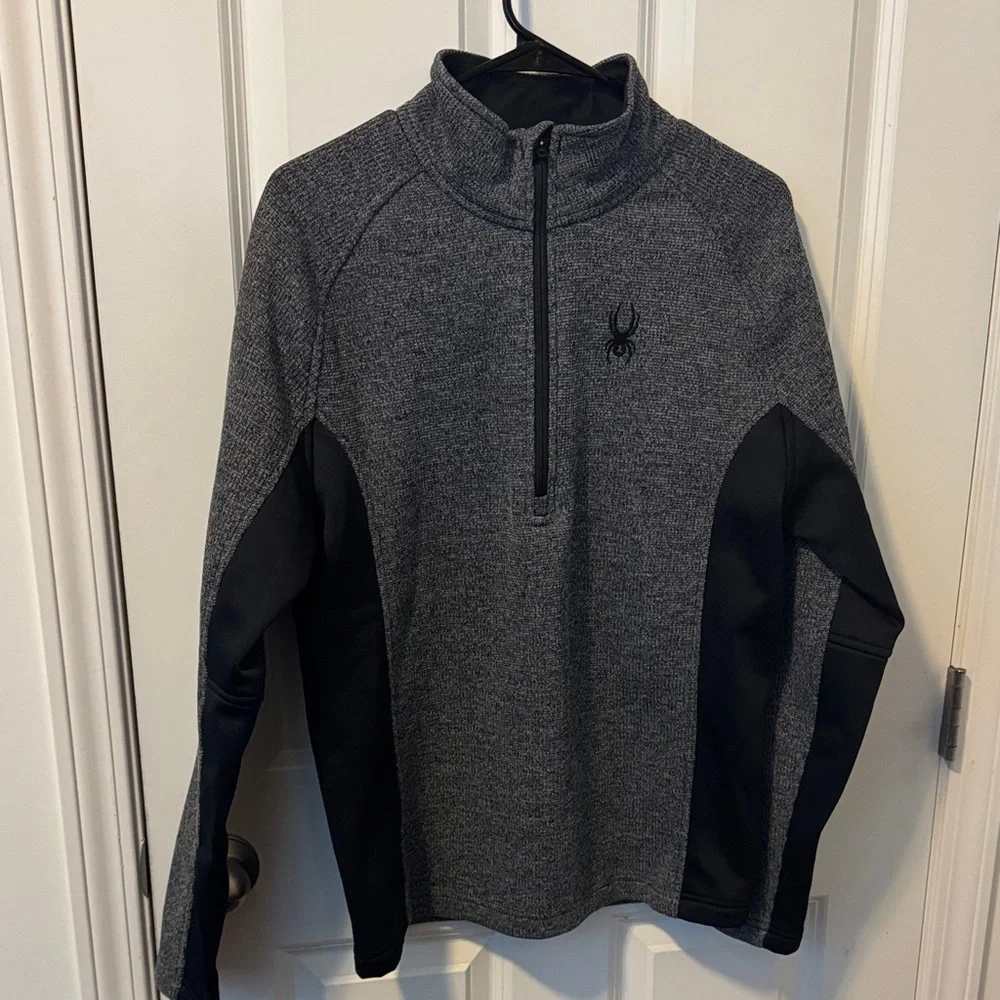Spyder Charcoal Gray and Black Half‑Zip Performance Pullover